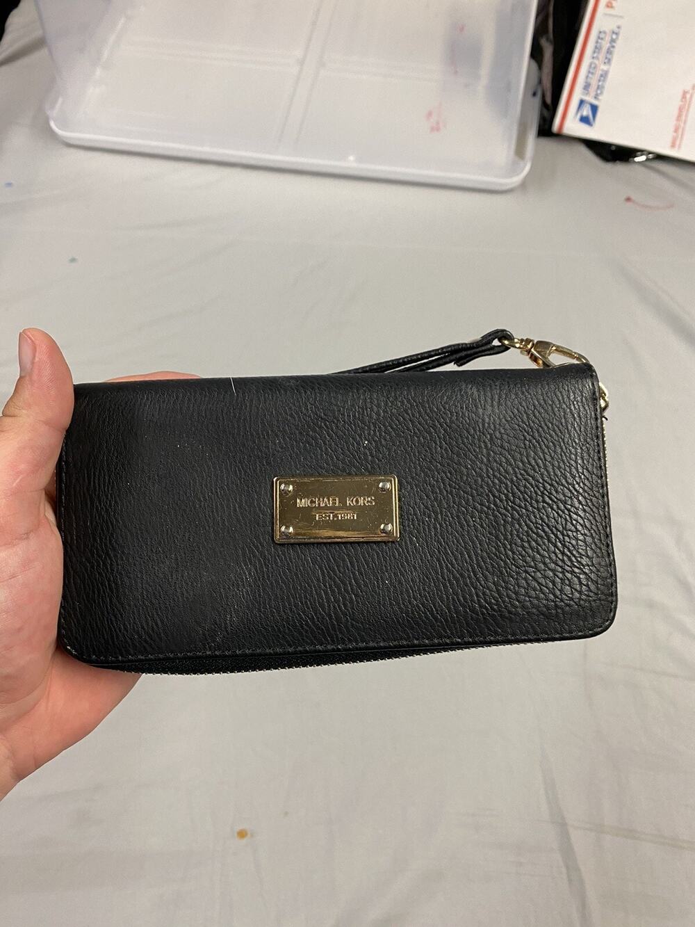 Michael Kors Black Gold Wristlet Wallet